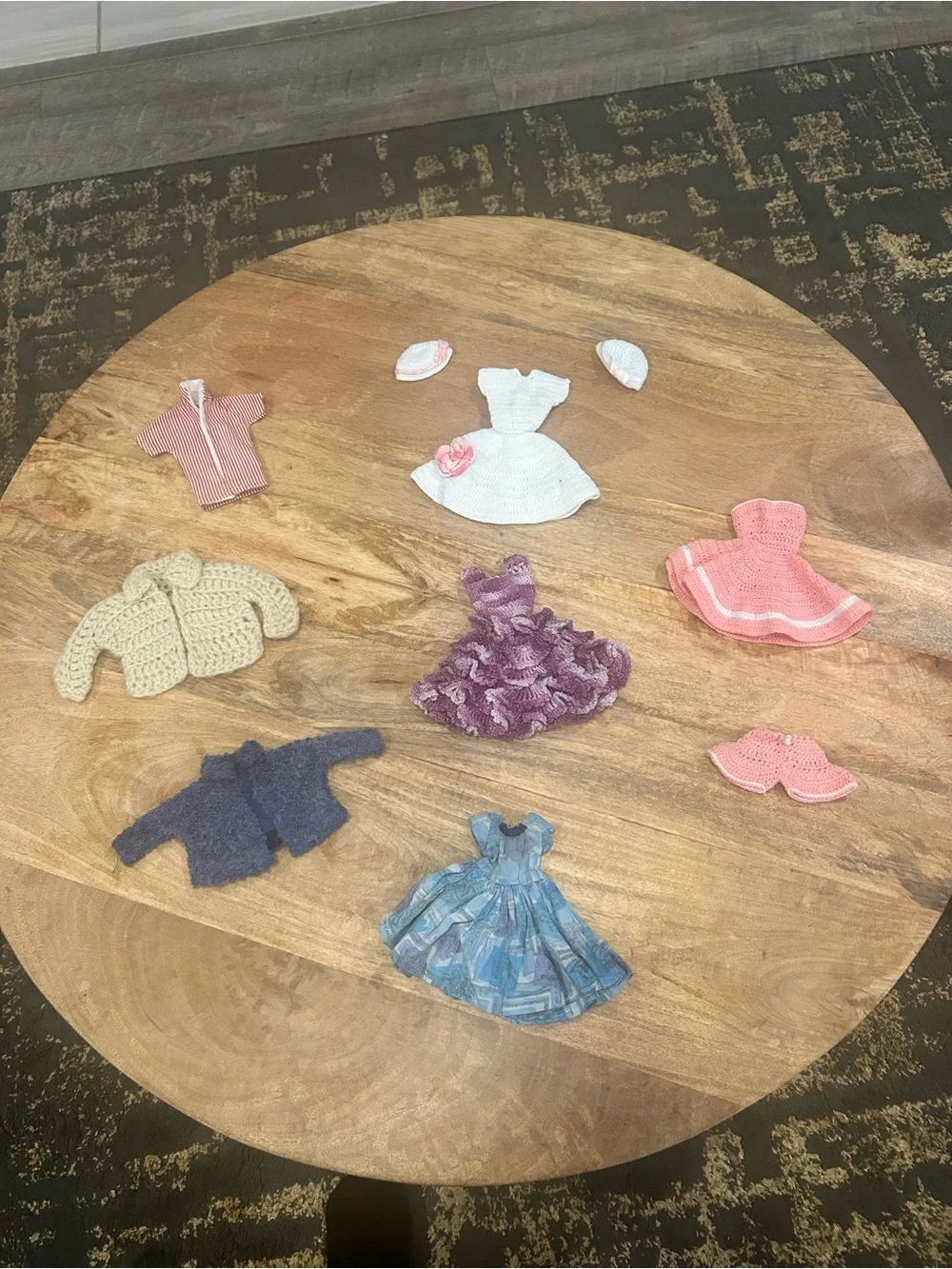 Vintage Handmade Doll Clothes Lot Crochet Knit Dresses